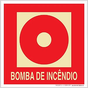 Placa Sinalização de Emergência - Fotoluminescente - Bomba de Incêncio