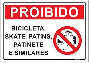 Placa - Proibido - Bicicleta Skate Patins Patinete Similares
