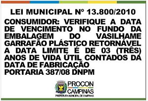 Placa - Verifique a data de validade - Lei Municipal 13.800/2010