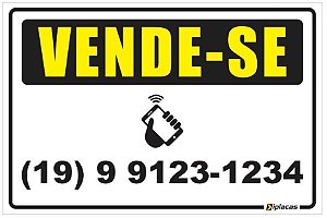 Placa Vende-se - Preto e Amarelo