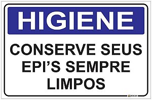 Placa Higiene - Conserve seus EPI's sempre Limpos