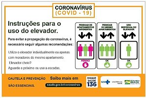 Placa instruções para uso de elevador - COVID-19