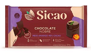 CHOCOLATE BARRA MEIO AMARGO 2,1KG SICAO
