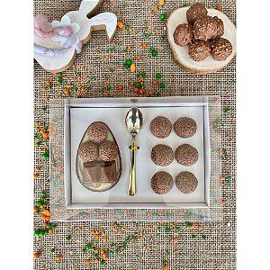 CAIXA OVO DE COLHER 100GR/150GR + 6 BRIGADEIROS BRANCA MAX PAPER