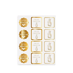 CARTELA ADESIVA FELIZ PÁSCOA 24UN HOT STAMP CROMUS