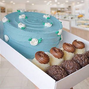 CAIXA MINI BOLO E DOCES 24x16,5CM TAMPA ALTA 8,5CM BRANCA MAX PAPER