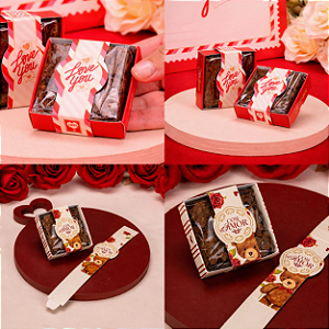 CAIXA PARA BROWNIE C/CINTA LOVE PCT/5UN JANGO