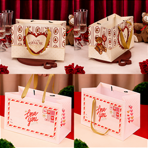 SACOLA 26X16,5X13CM LOVE PCT/5UN JANGO