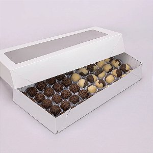CAIXA PARA DOCES BRANCA COM VISOR JANGO