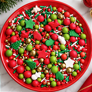 CONFEITOS DE AÇÚCAR PÉROLAS/SPRINKLES NATAL JADY CONFEITOS