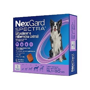Antipulgas, Carrapatos e Vermifugo NexGard Spectra para Cães G de 15,1 a 30 Kg - 1 Tablete