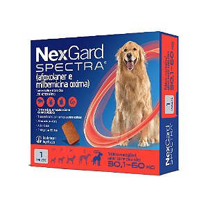 Antipulgas, Carrapatos e Vermifugo NexGard Spectra para Cães GG de 15,1 a 30 Kg - 1 Tablete