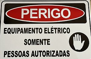 PLACA INDICATIVA DE PERIGO EQUIPAMENTO ELÉTRICO(25x35)