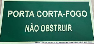 PLACA INDICATIVA PORTA CORTA-FOGO NÃO OBSTRUIR