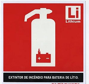 PLACA INDICATIVA DE EXTINTOR PARA BATERIA DE LÍTIO 19x19cm