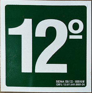 PLACA INDICATIVA DE 12° ANDAR 14x14cm