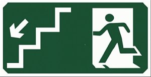 PLACA INDICATIVA DE ESCADA DESCE Á ESQUERDA
