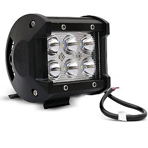 Lanterna Farol Milha 06 Led 18W 10V/30V Auxiliar Neblina Carro Moto Caminhão Trator Adaptação Guincho Plataforma