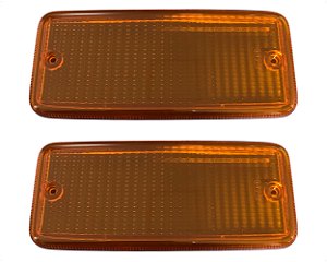 02 Lente Lanterna Dianteira Frontal Plástica Laranja Para Caminhão Vw 680 7110 13130 8100 35300