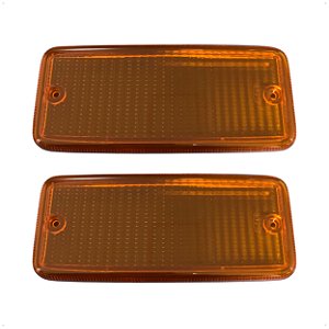 02 Lente Lanterna Dianteira Frontal Plástica Laranja Para Caminhão Vw 680 7110 13130 8100 35300