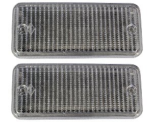 02 Lente Lanterna Dianteira Frontal Plástica Cristal Para Caminhão Vw