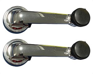 02 Manivela Regulagem Vidro Manual Porta Antimônio Para Ford F100 Prateado