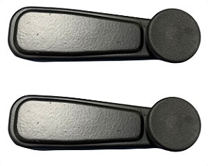 02 Manivela Regulagem Vidro Porta Metal Preto Para Caminhão Chevrolet de 1985 até 1990