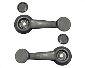 02 Manivela Regulagem Vidro Manual Porta Plástico Cinza Vw Gol Kombi Voyage Saveiro Parati