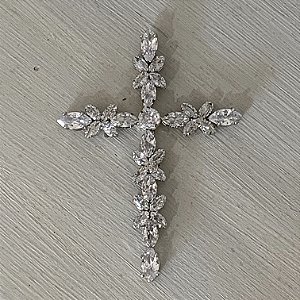 Crucifixo em zirconia  para montagem de terço de noiva modelo Marcelia