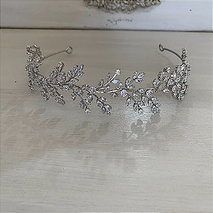 Tiara em zirconias com perolas para noiva modelo Nathalia