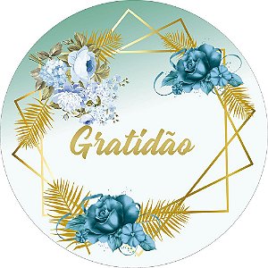 Painel de Festa Redondo em Tecido Sublimado Gratidão Dourado c/elástico