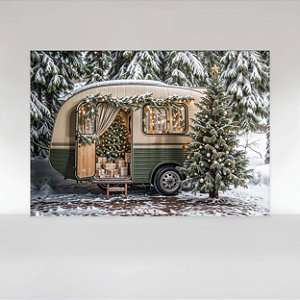 Painel de Festa em Tecido Sublimado Treiler de Natal
