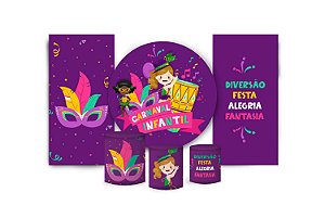 Super Kit Painel De Festa e Capas de Cilindro em tecido sublimado Carnaval Infantil