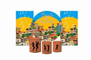 Super Kit Painel De Festa e Capas de Cilindro em tecido sublimado Baile de Favela