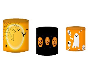 Kit Capas de Cilindro de festa em tecido sublimado Halloween Laranja