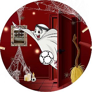 Painel de Festa Redondo em Tecido Sublimado Halloween Mascote da Copa c/elástico