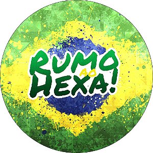 Painel de Festa Redondo em Tecido Sublimado Futebol Rumo ao Hexa c/elástico