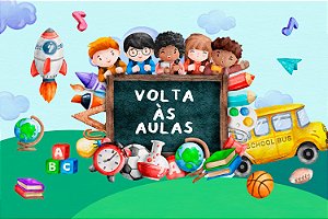 Painel de Festa em Tecido Sublimado Volta às Aulas