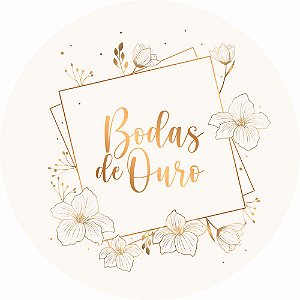 Painel de Festa Redondo em Tecido Sublimado Bodas de Ouro