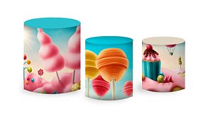 Kit Capas de Cilindro em Tecido Doces Candyland