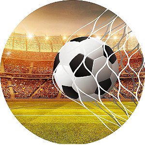 Painel de Festa Redondo em Tecido Sublimado Bola na Rede Futebol 1,50m