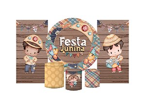 Super Kit Painel e Capas de Cilindro em tecido sublimado Música Festa Junina 1,50m