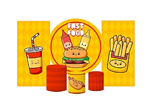 Super Kit Painel e Capas de Cilindro em tecido sublimado Fast Food 1,50m