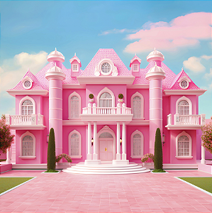 Painel de Aniversário em Tecido Sublimado Casa Barbiecore