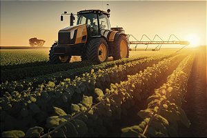 Painel de Aniversário em Tecido Sublimado Agro Trator