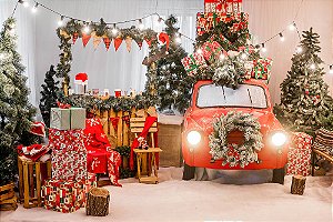 Painel de Festa em Tecido Sublimado Decoração Carro Natal