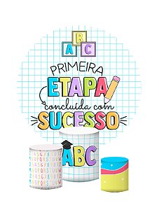 Kit Painel De Festa e Capas de Cilindro Tecido sublimado ABC Formatura Primeira Etapa