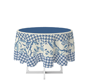 Toalha de Mesa de Festa Redonda em Tecido Sublimado Toile de Jouy 2,20m x 2,20m