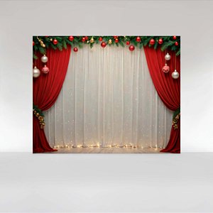 Painel de Festa em Tecido Sublimado Cortina Iluminada de Natal
