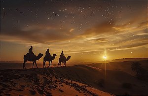 Painel de Festa em Tecido Sublimado Natal os 3 reis magos